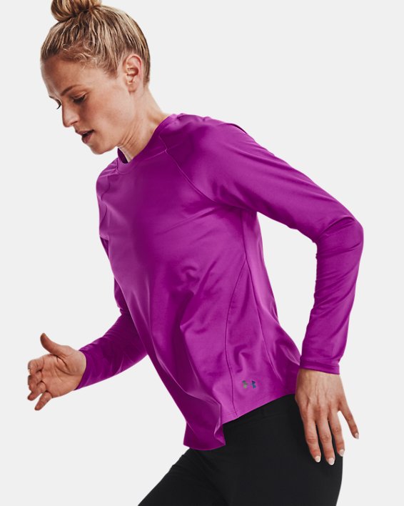 Women's UA RUSH™ Long Sleeve, Purple, pdpMainDesktop image number 3